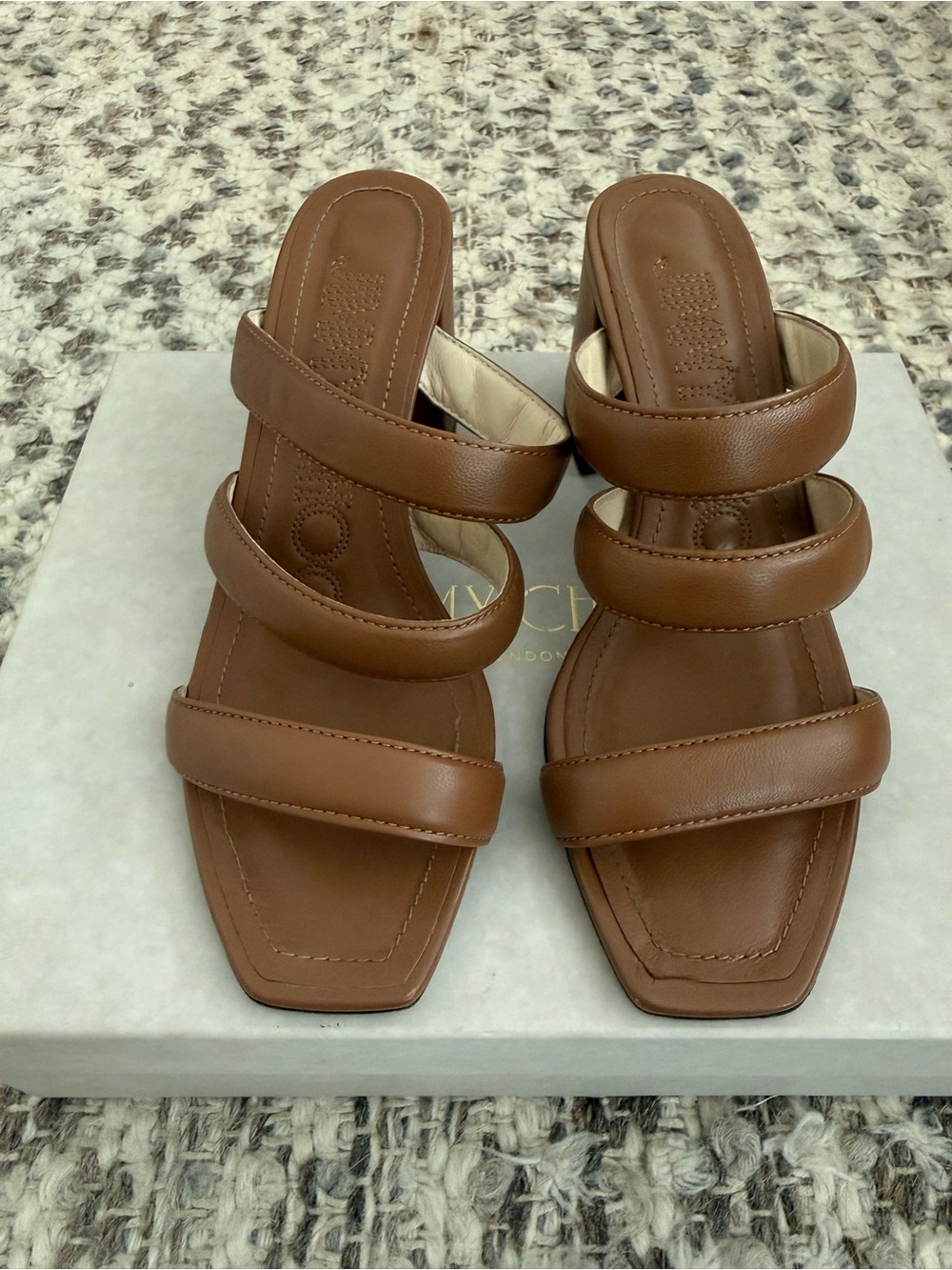 Jimmy Choo Auna 65 Cuoio Nappa Leather Sandals 37.5